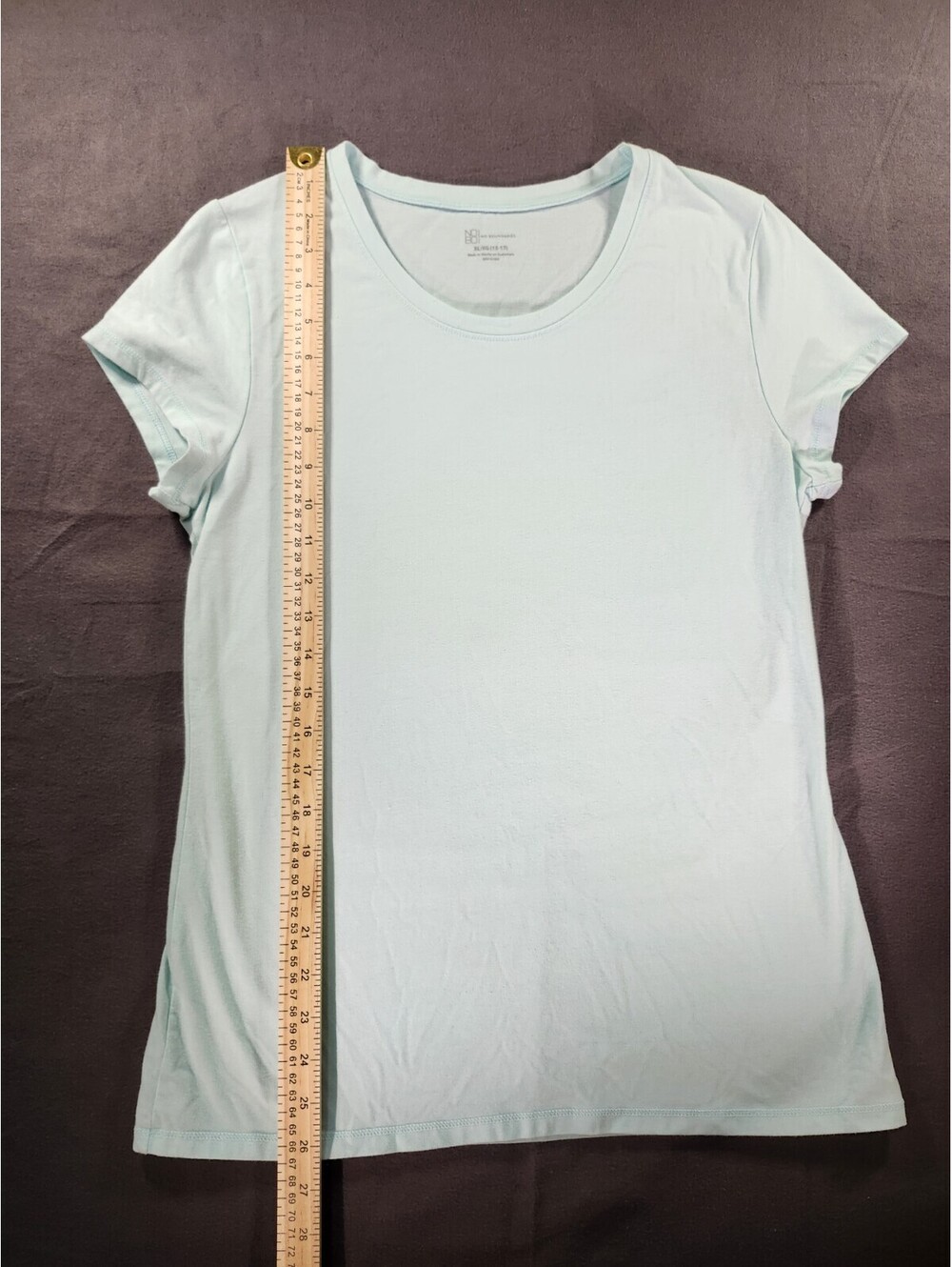 No Boundaries Women's Light Blue Crew Neck Short Sleeve Tee XL (15-17) 038